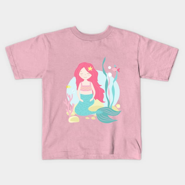Cute Mermaid Under the Sea Kids T-Shirt by in_pictures
